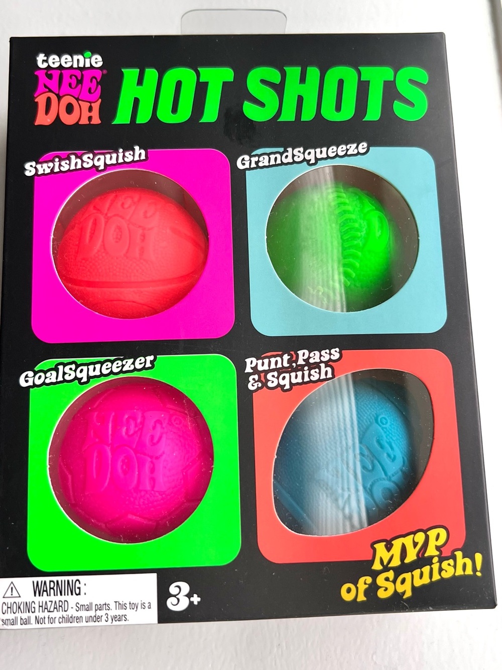 VIRAL SPORTS NeeDoh HOT SHOTS 4 Pack Mini NEE DOH ⚽️🏈⚾️🏀 Squishy Authentic